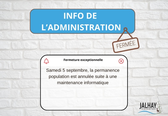 Fermeture administration - Septembre 2026